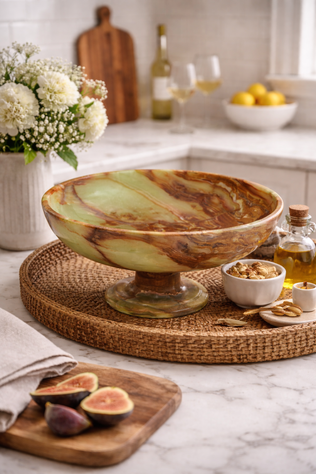 Verdant Onyx Pedestal Bowl- Large - Decoronto