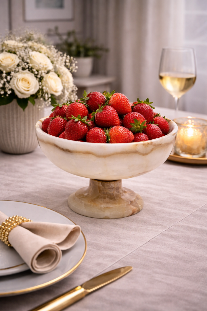 Aurelius Ivory Onyx Pedestal Bowl- Large - Decoronto