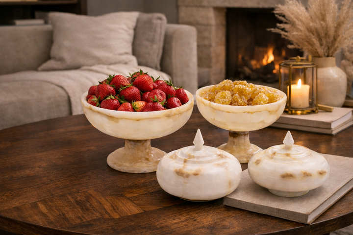 Aurelius Ivory Onyx Pedestal Bowl- Large - Decoronto