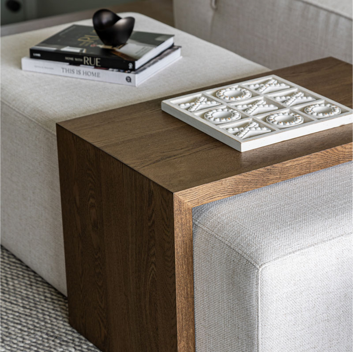 Forest Coffee Ottoman - Cream and Dark Brown