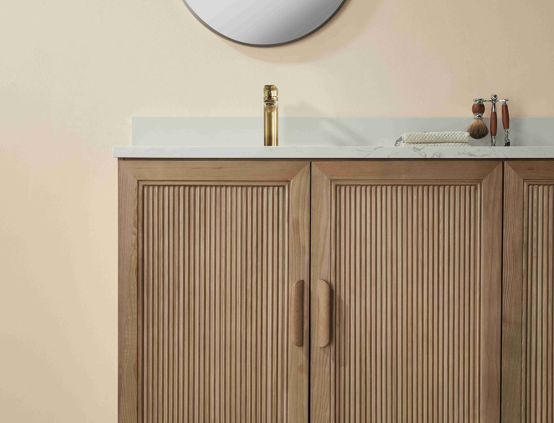 Elora 72 inch bathroom vanity 22 depth side profile antique oak