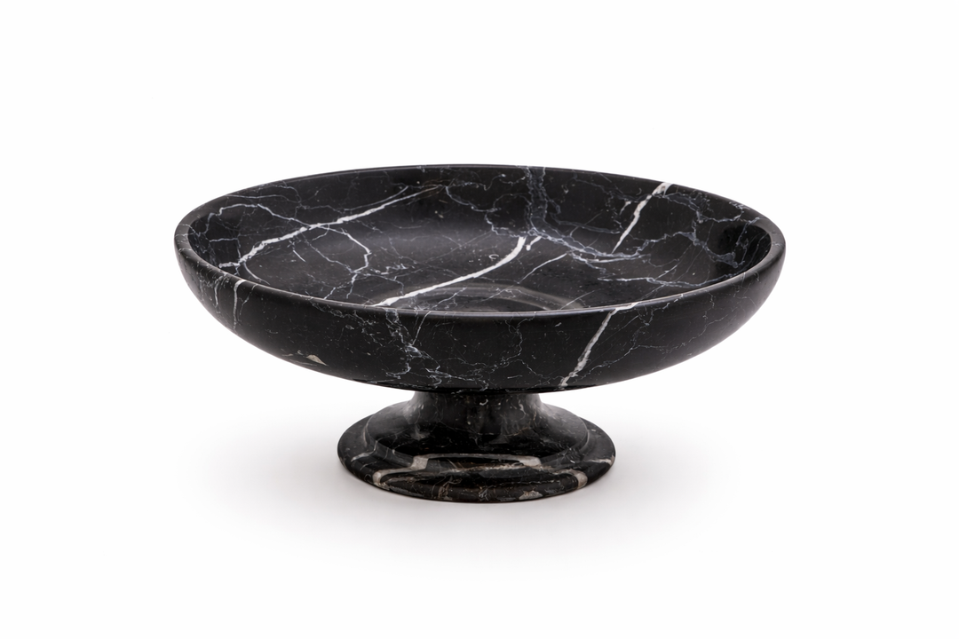 Aurelius Black Marble Pedestal Bowl – Large - Decoronto