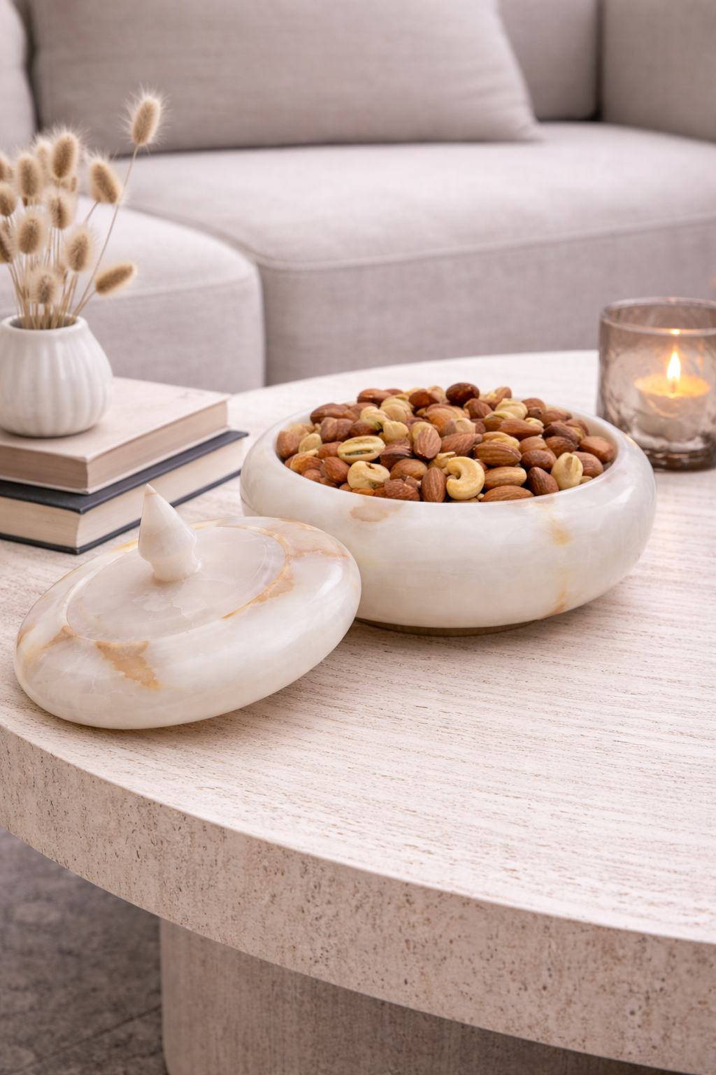 Aurelius Ivory Onyx Low Lidded Vessel - Decoronto