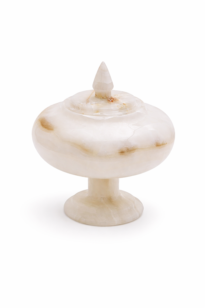 Aurelius Ivory Onyx Pedestal Lidded Vessel - Decoronto