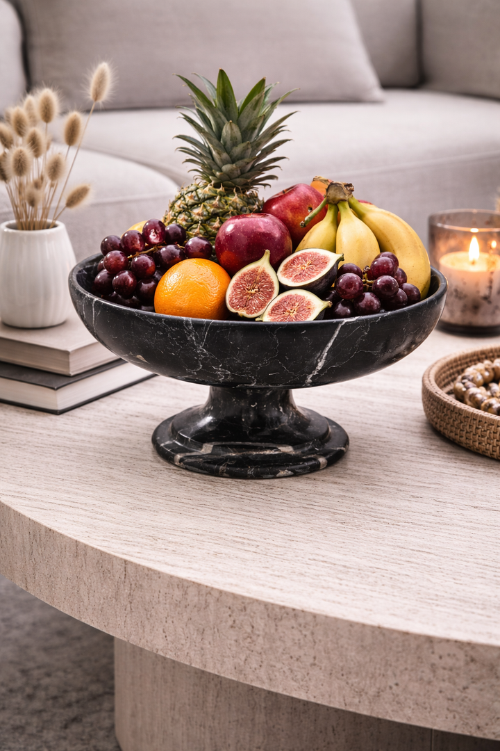 Aurelius Black Marble Pedestal Bowl – Large - Decoronto