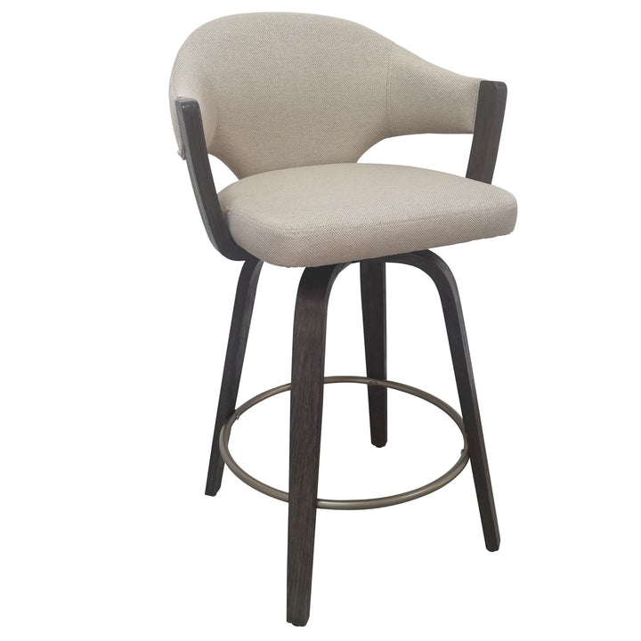 Cleo counter stool toffee herringbone 360 swivel dark walnut bentwood Canada