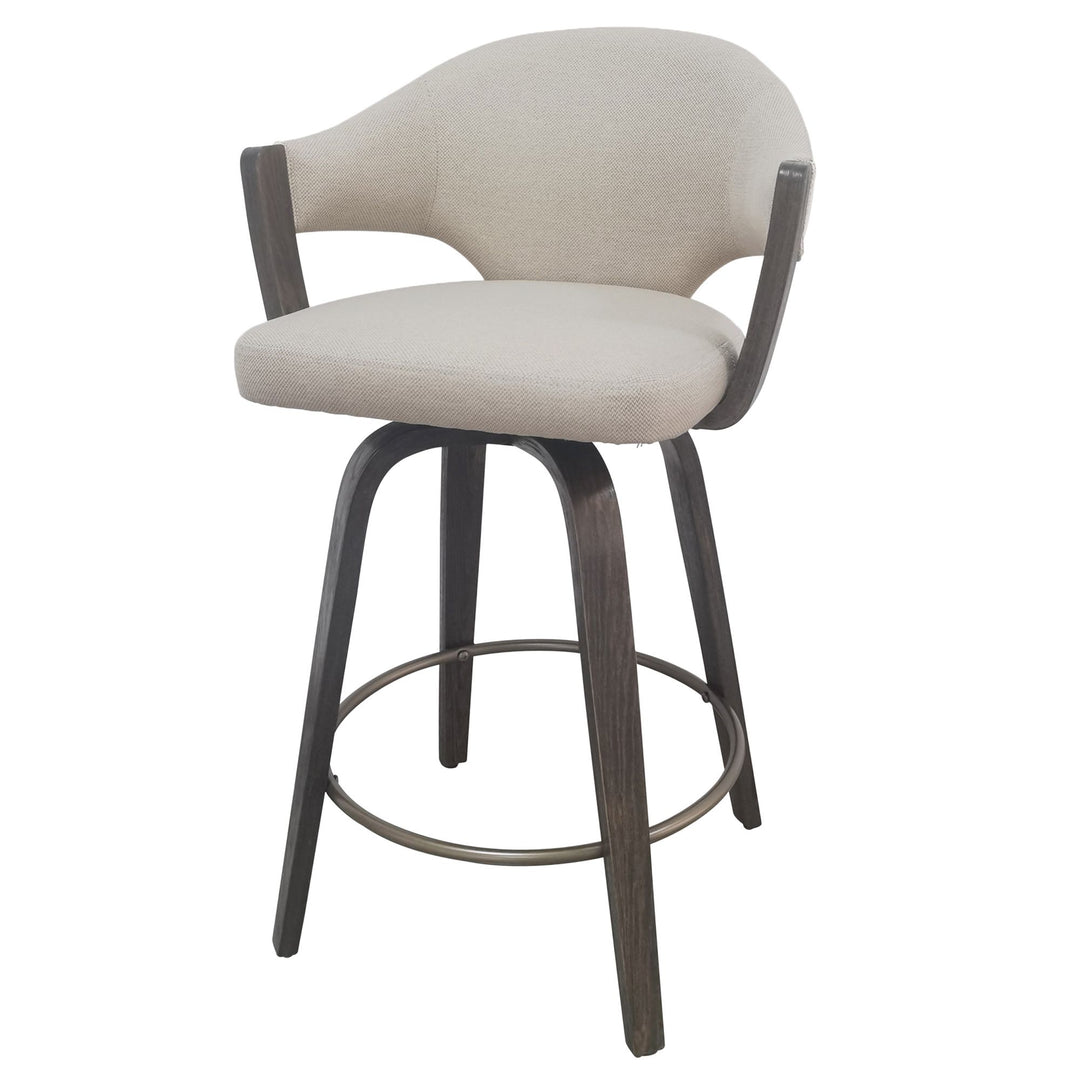 Cleo counter stool aged gold footrest dark walnut bentwood
