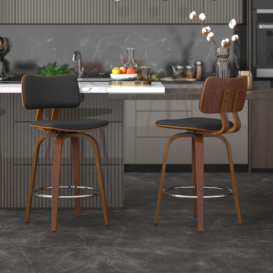 Zuni 26" Counter Stool - Black & Walnut - Decoronto