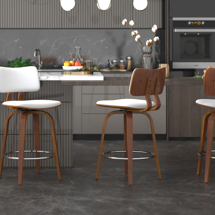 Zuni 26" Counter Stool - White & Walnut - Decoronto