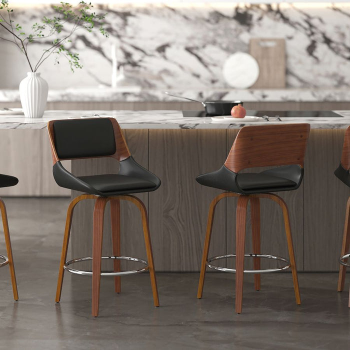 Hudson 26" Counter Stool - Black & Walnut