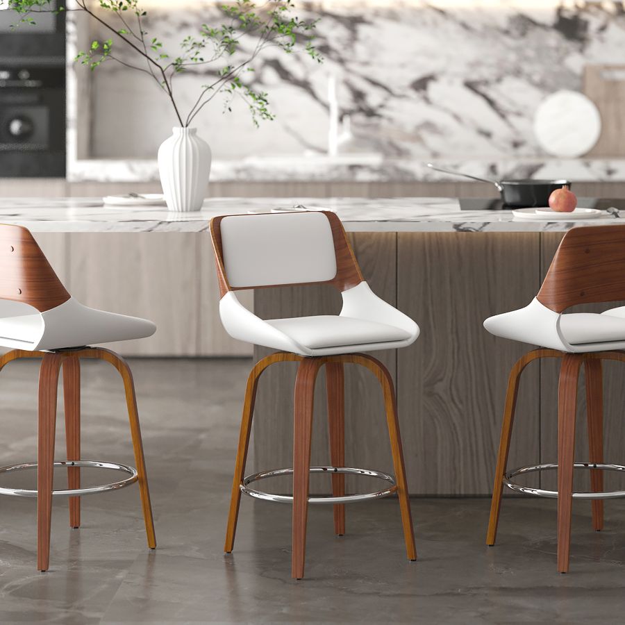 Hudson 26" Counter Stool - White & Walnut - Decoronto