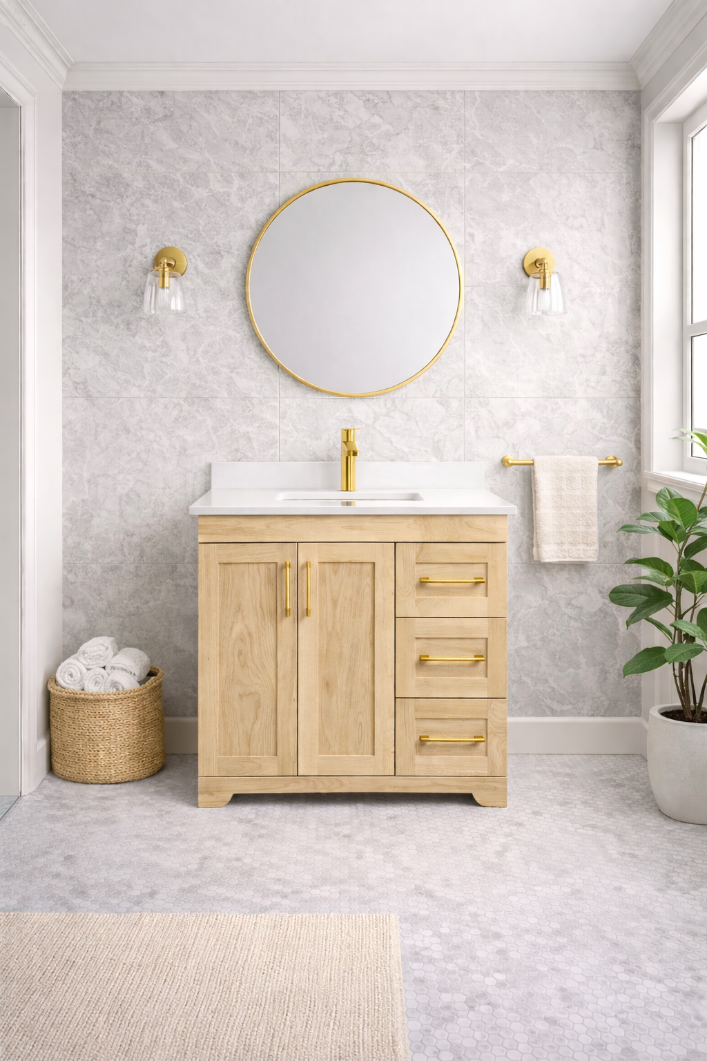 Alora 36" Bathroom Vanity - Solid Wood With Quartz Top - Decoronto