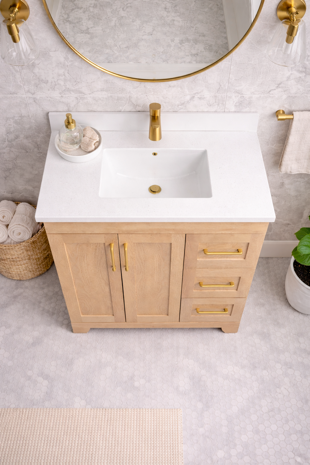 Alora 36" Bathroom Vanity - Solid Wood With Quartz Top - Decoronto