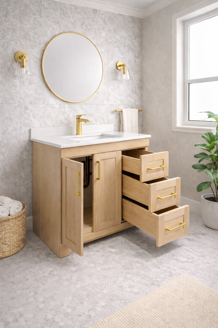 Alora 36" Bathroom Vanity - Solid Wood With Quartz Top - Decoronto