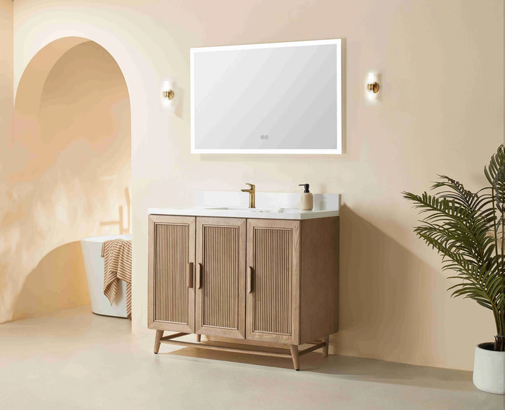 Elora 42″ Bathroom Vanity with Quartz Top - Oak - Decoronto