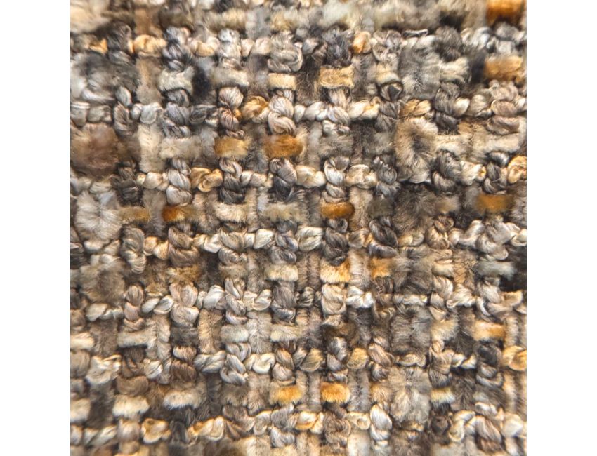 Close-up of textured brown and beige carpet