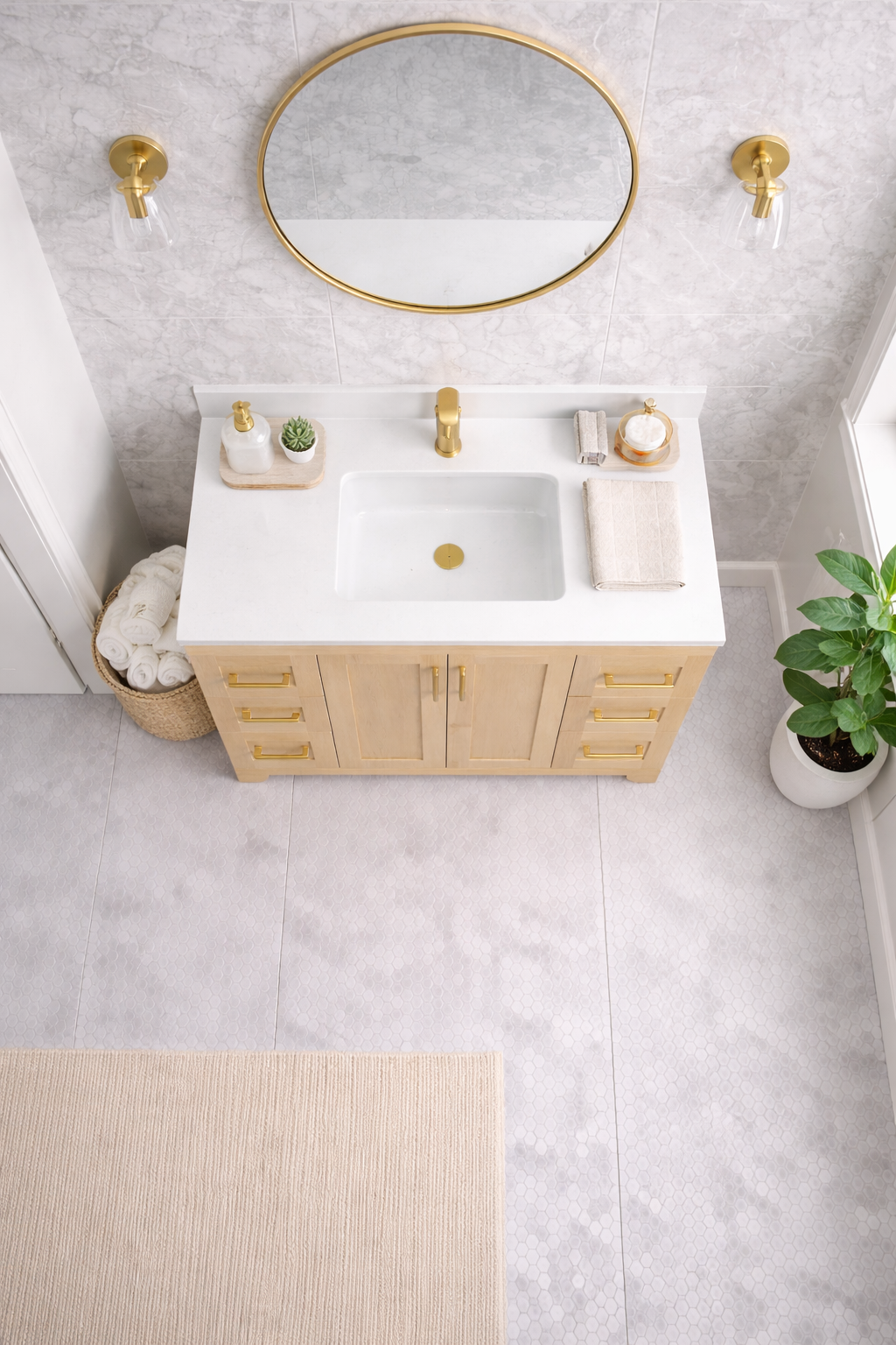 Alora 54" Bathroom Vanity - Solid Wood With Quartz Top - Decoronto