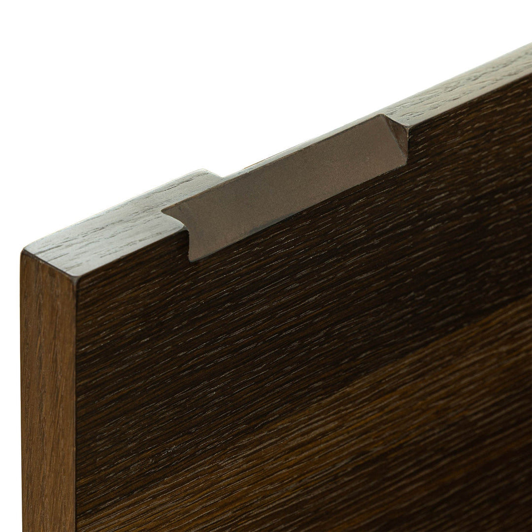 Cask sideboard soft close door solid oak checkerboard detail