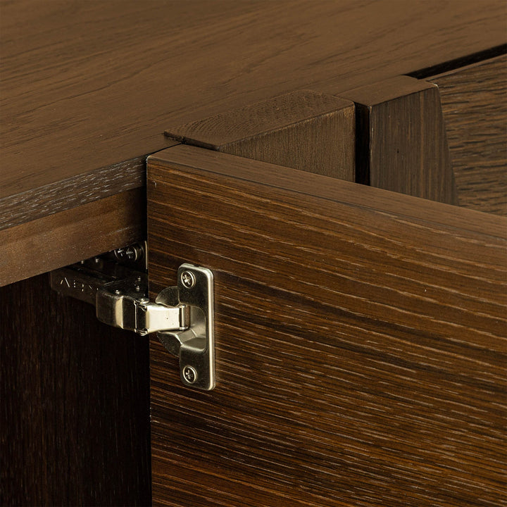 Cask sideboard soft close door solid oak checkerboard detail
