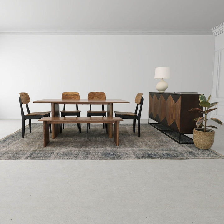 Hex mango wood hexagon sideboard styled in geometric modern Canadian living room