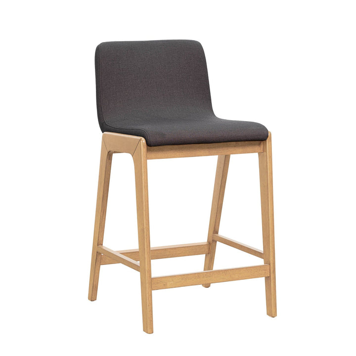 Berg counter stool grey upholstered seat solid rubberwood Scandinavian Canada
