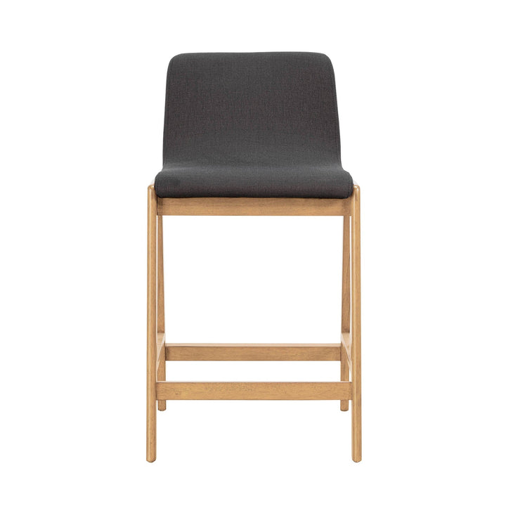 Berg counter stool grey upholstered seat solid rubberwood Scandinavian Canada