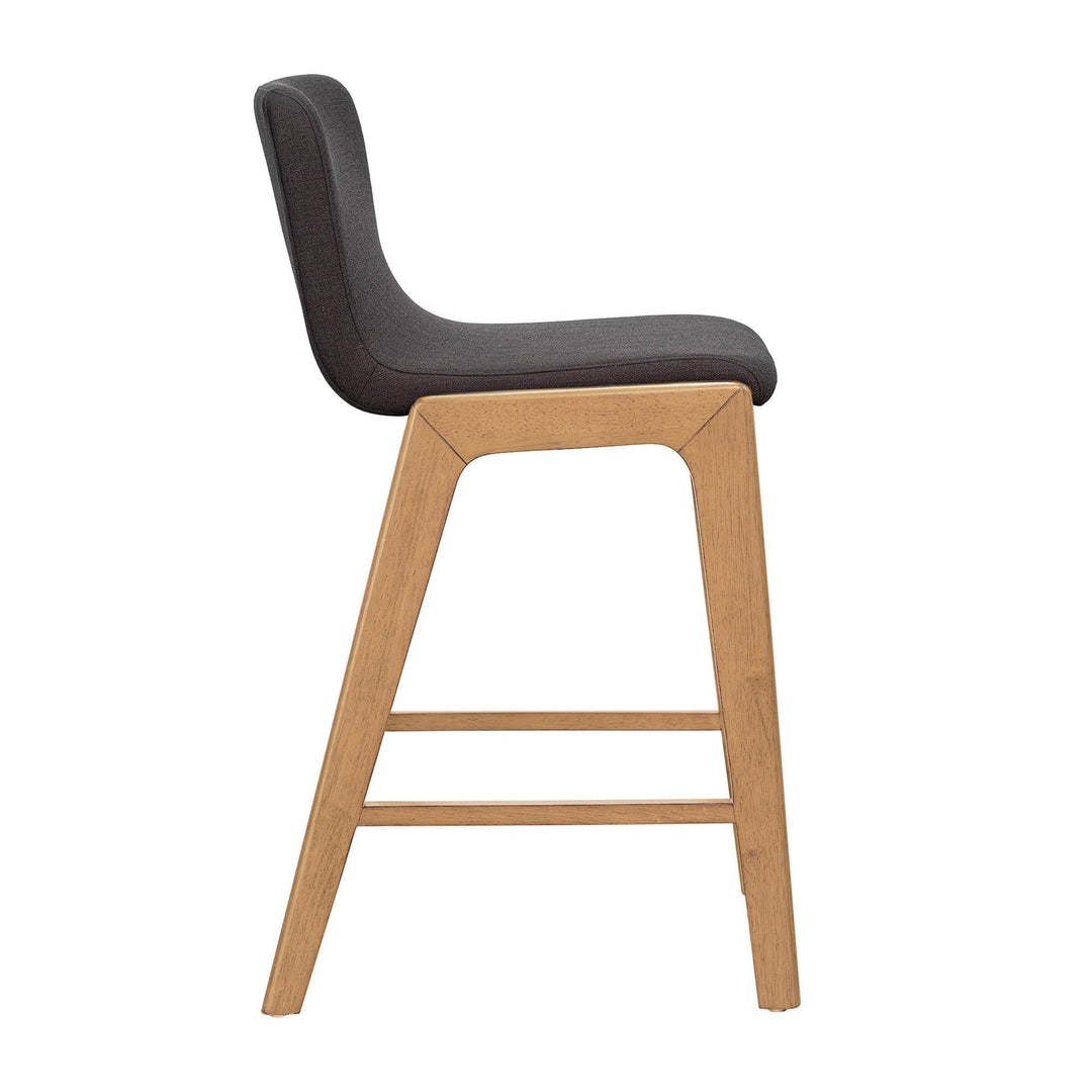 Berg Counter Stool, Grey Upholstered Seat, Solid Rubberwood Frame, Retro Scandinavian Design