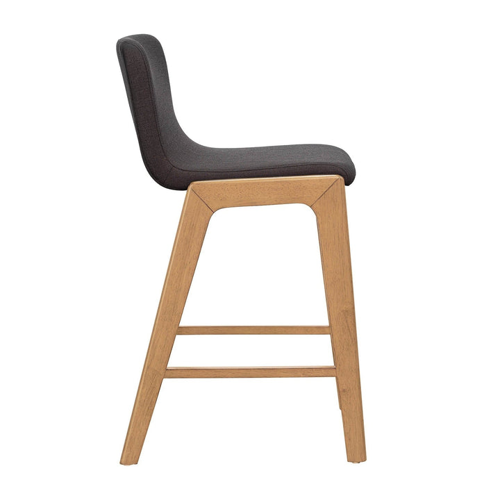 Berg Counter Stool, Grey Upholstered Seat, Solid Rubberwood Frame, Retro Scandinavian Design