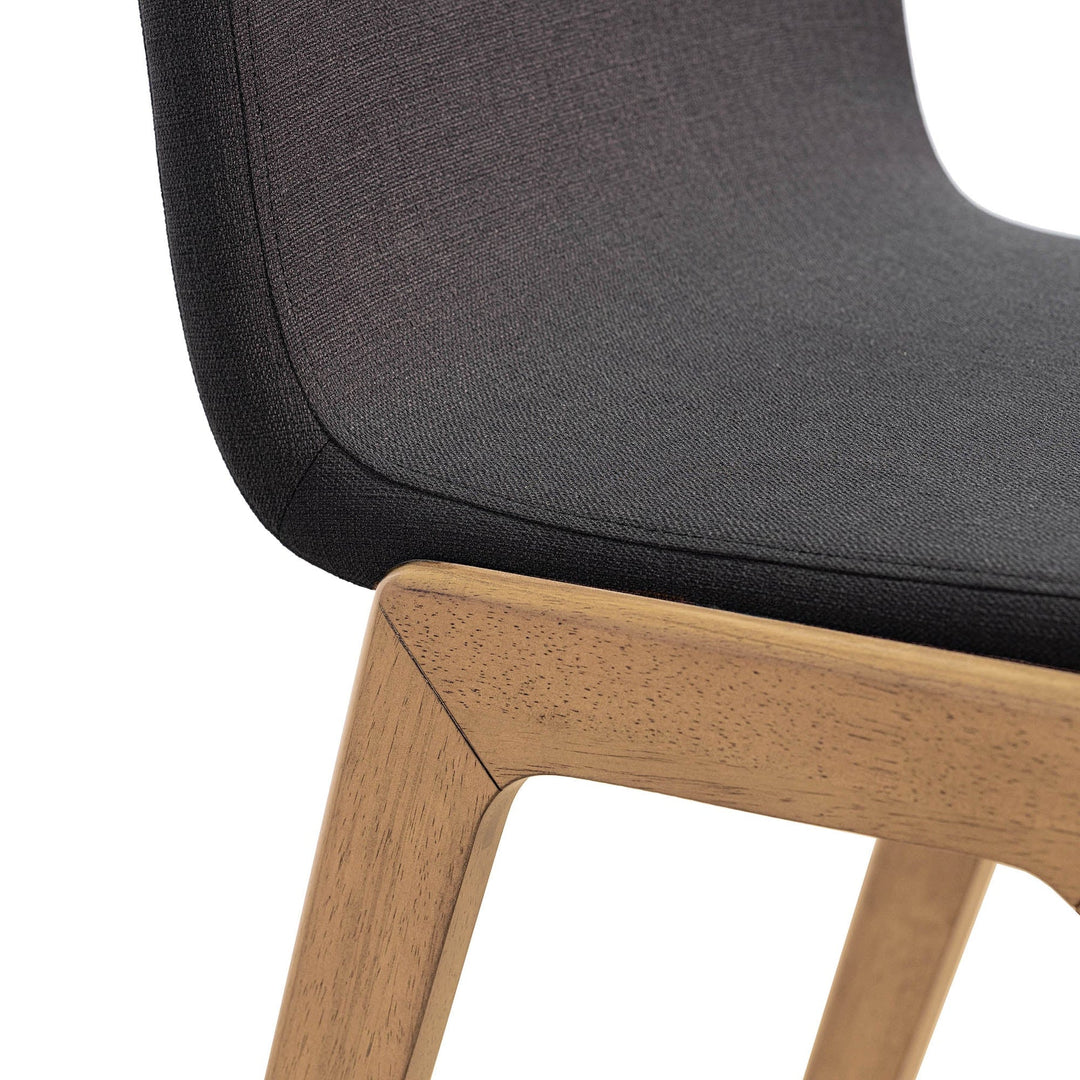 Berg Counter Stool, Grey Upholstered Seat, Solid Rubberwood Frame, Retro Scandinavian Design