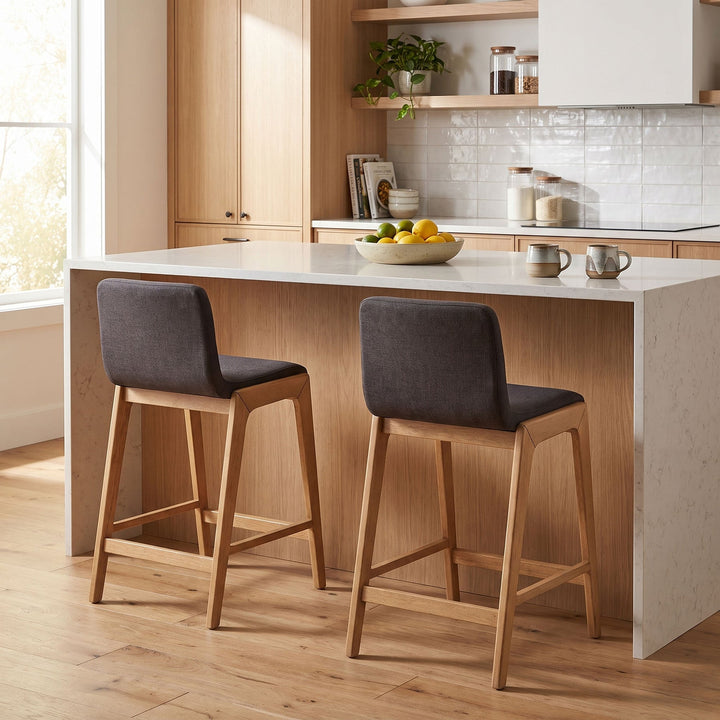 Berg counter stool grey rubberwood styled at bar counter Canada