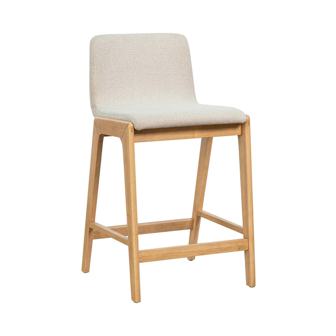 Berg Counter Stool, Grey Upholstered Seat, Solid Rubberwood Frame, Retro Scandinavian Design