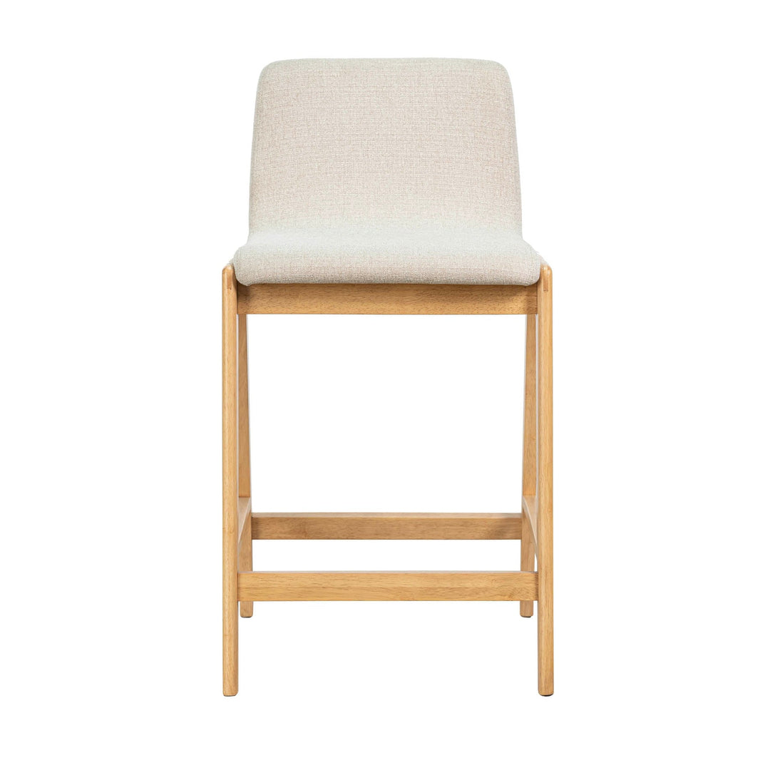 Berg Counter Stool, Grey Upholstered Seat, Solid Rubberwood Frame, Retro Scandinavian Design