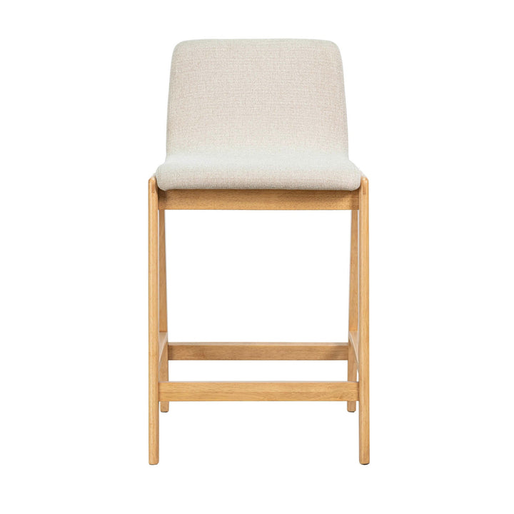 Berg Counter Stool, Grey Upholstered Seat, Solid Rubberwood Frame, Retro Scandinavian Design