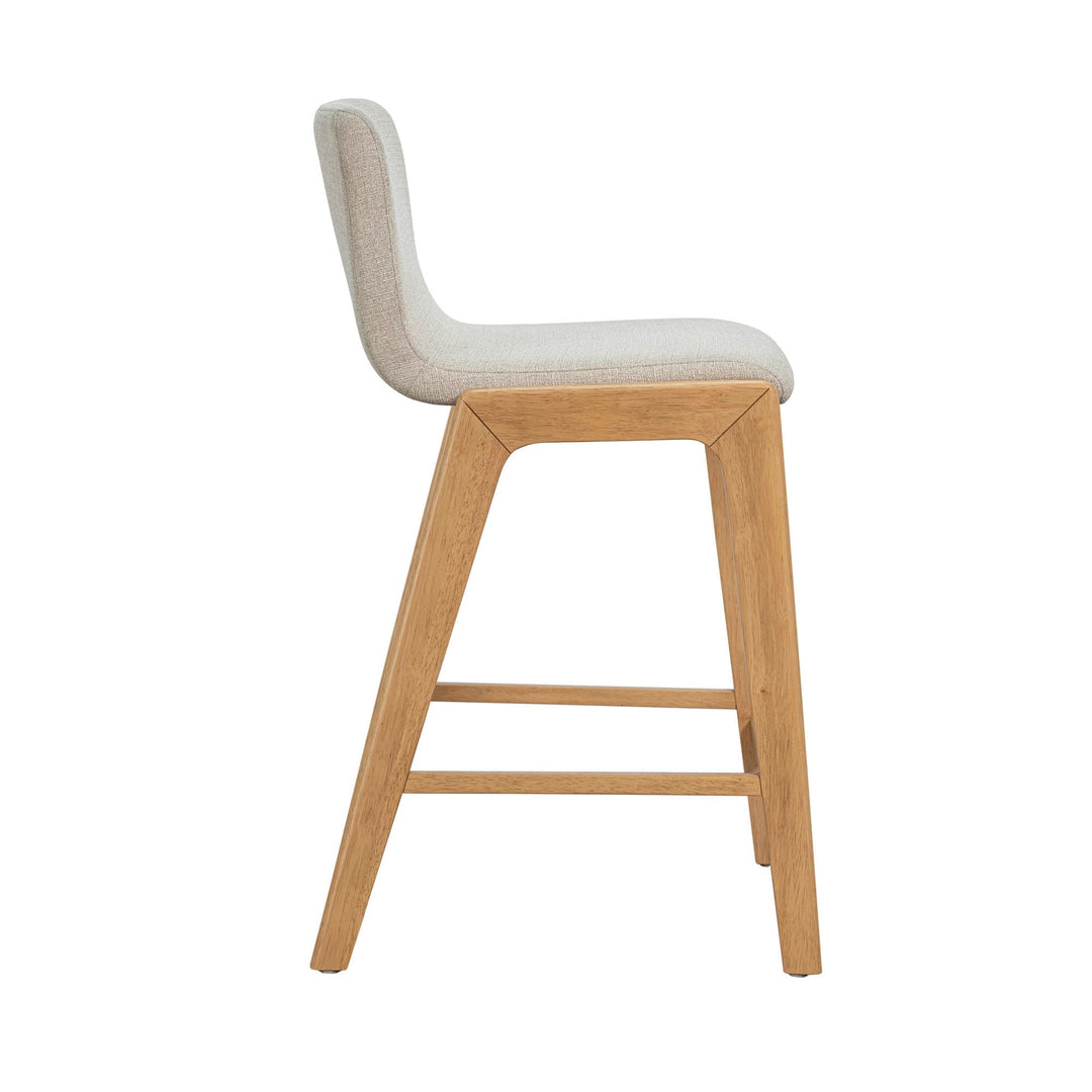 Berg Counter Stool, Grey Upholstered Seat, Solid Rubberwood Frame, Retro Scandinavian Design