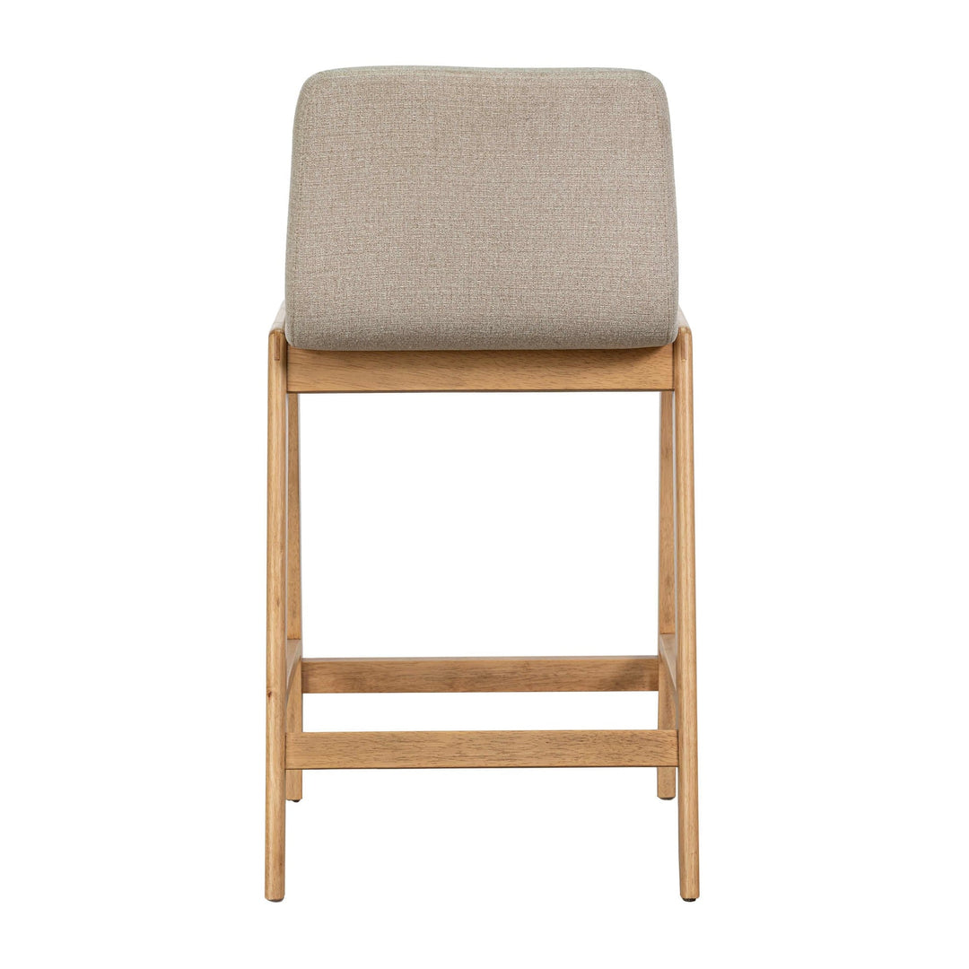 Berg Counter Stool, Grey Upholstered Seat, Solid Rubberwood Frame, Retro Scandinavian Design