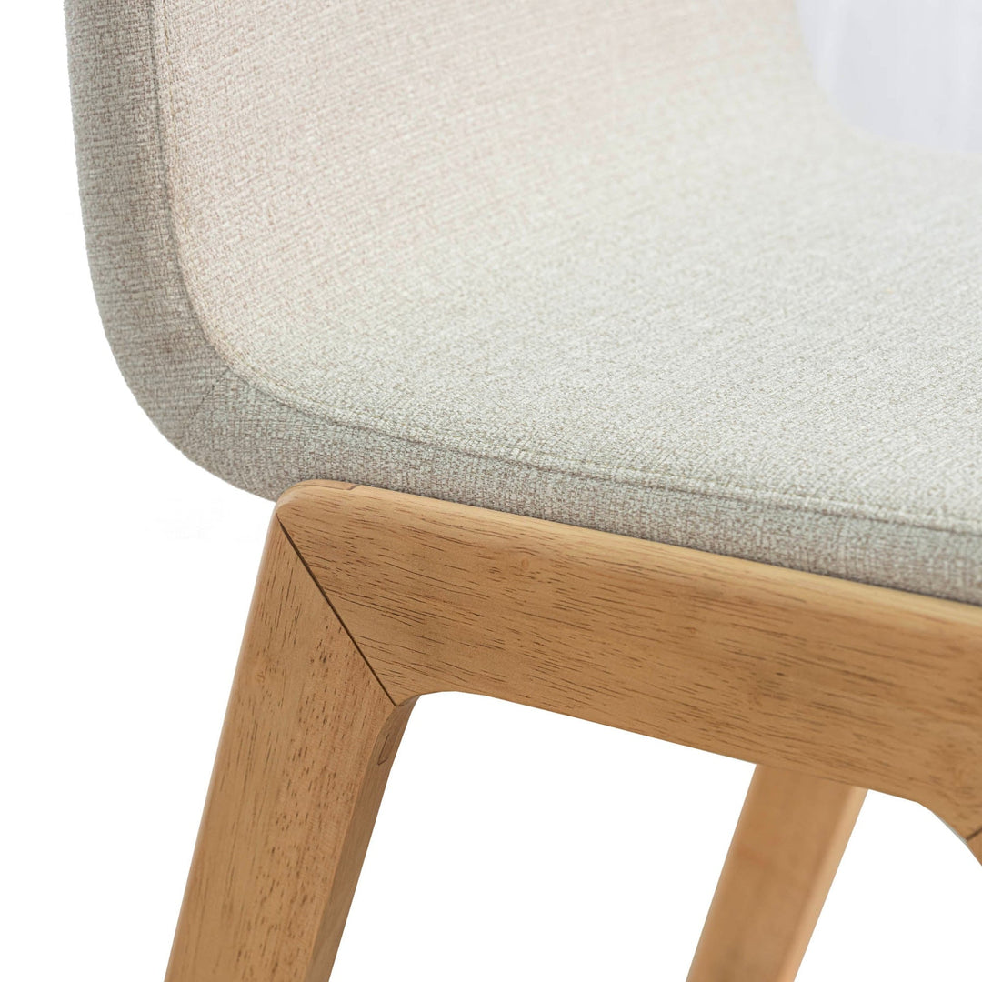 Berg Counter Stool, Grey Upholstered Seat, Solid Rubberwood Frame, Retro Scandinavian Design
