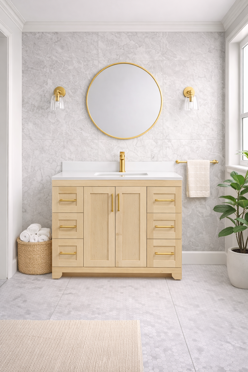Alora 42" Bathroom Vanity - Solid Wood With Quartz Top - Decoronto