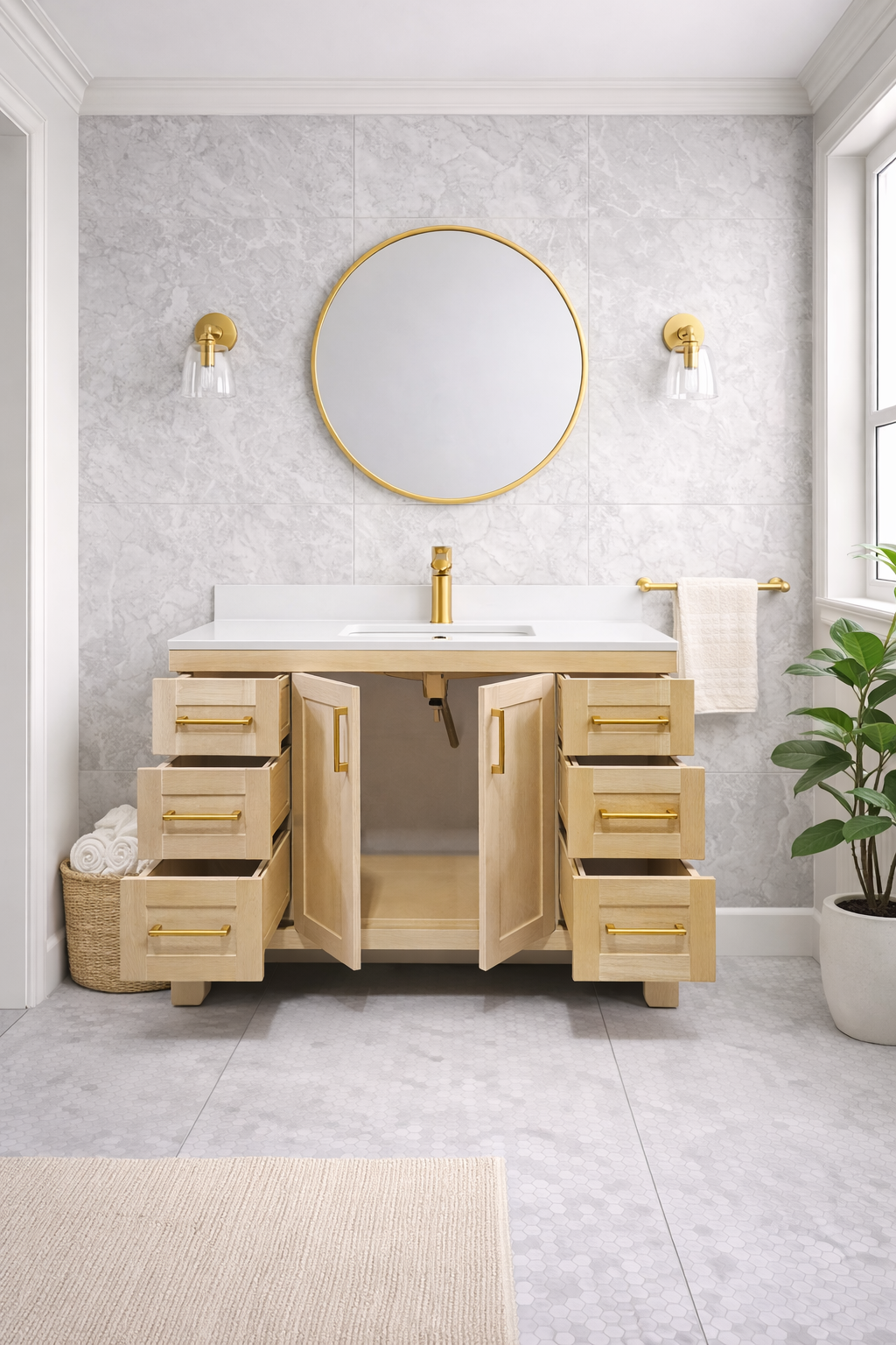 Alora 42" Bathroom Vanity - Solid Wood With Quartz Top - Decoronto