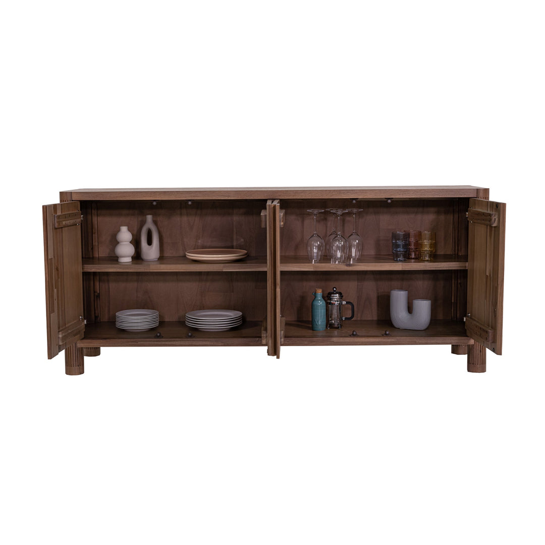 Amber sideboard 71 inch four soft-close doors toffee brown acacia