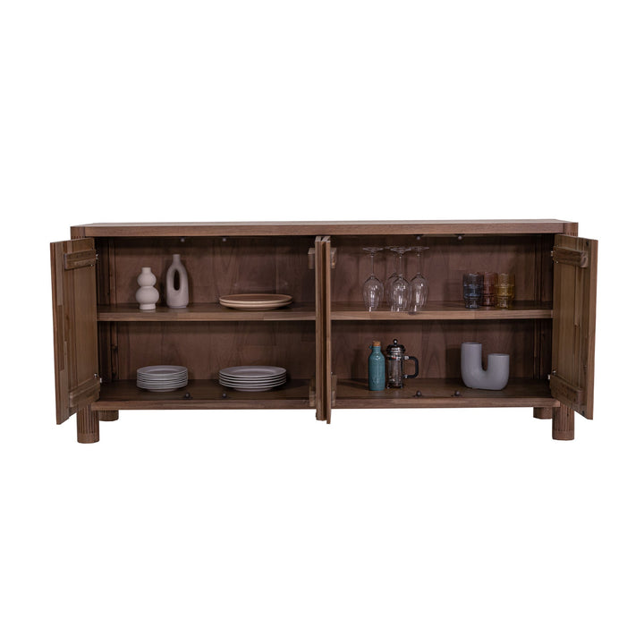 Amber sideboard 71 inch four soft-close doors toffee brown acacia