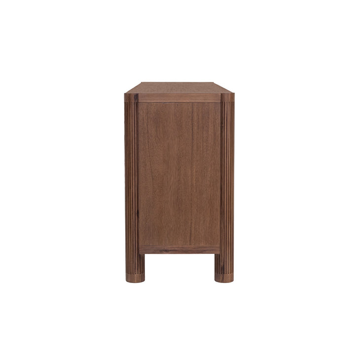Amber sideboard solid acacia toffee brown natural grain close-up