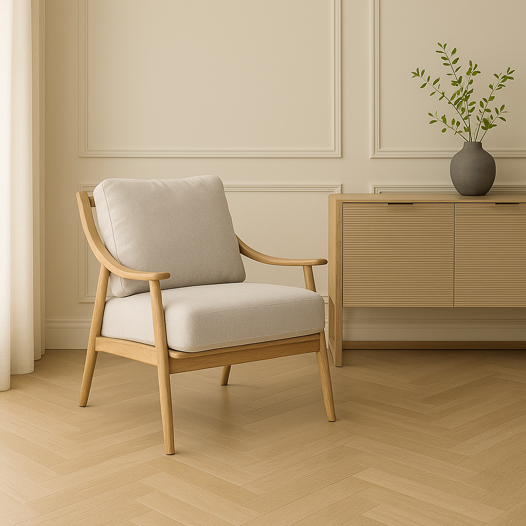 Kinsley Club Chair - Light Linen Cushions / Natural Frame - Decoronto