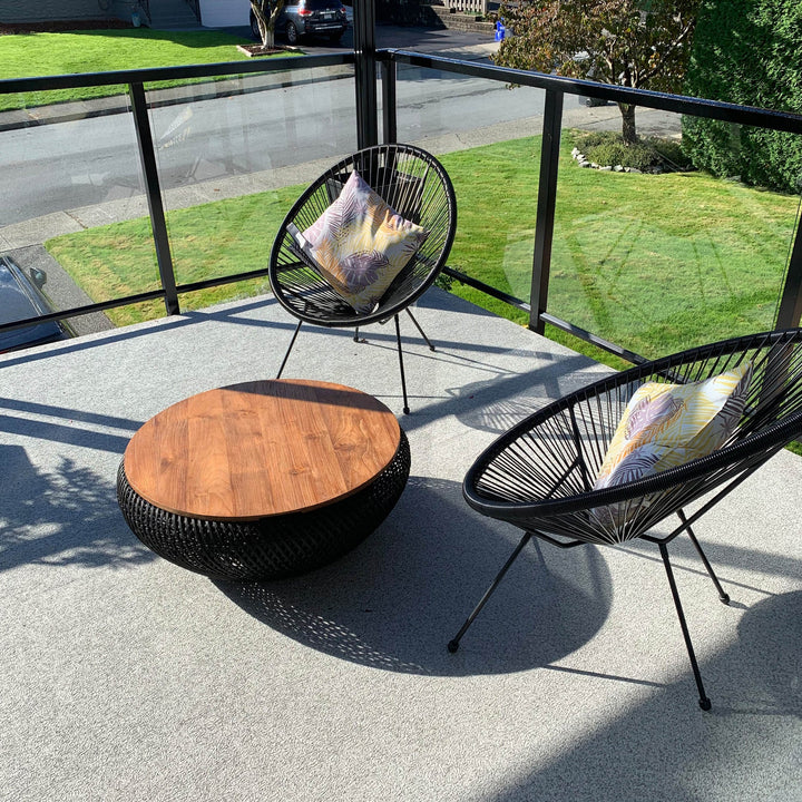 Nalu 31" Reclaimed Teak &amp; Handwoven Rattan Coffee Table, 2-in-1 Storage Basket, Eco-Friendly Artisan Table