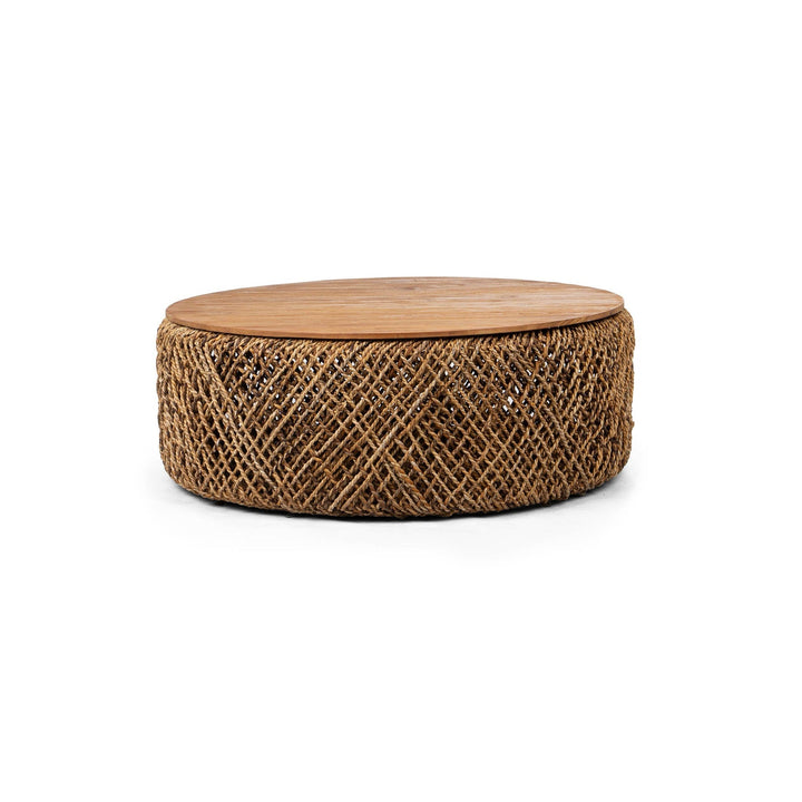 Cayo coffee table 38 inch reclaimed teak lid natural grain pattern