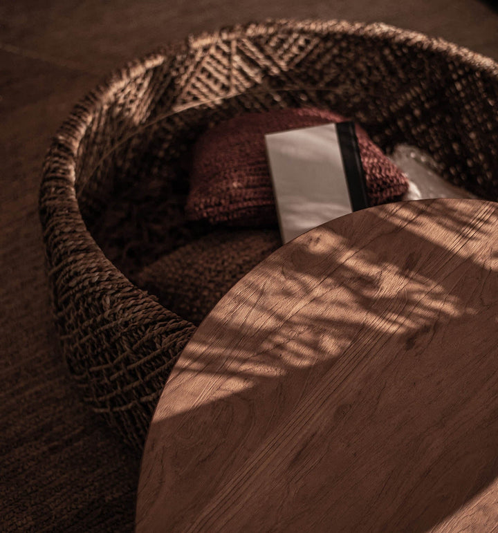 Cayo woven abaca storage basket lid removed 2-in-1 coffee table Canada