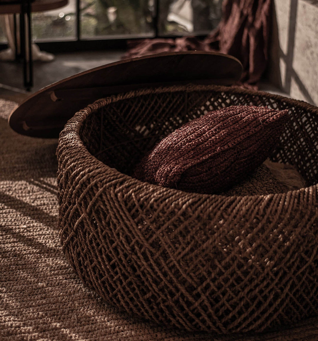 Cayo woven abaca storage basket lid removed 2-in-1 coffee table Canada