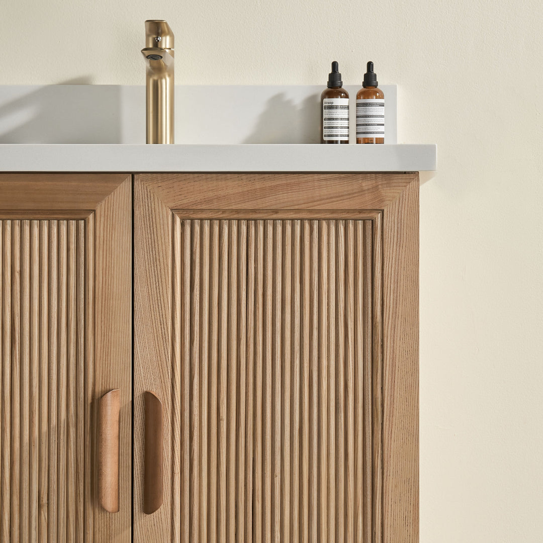 Elora 30 antique oak solid wood vanity two doors soft close front view