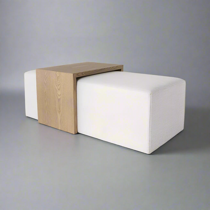 Forest Coffee Ottoman - Cream and Blonde Oak