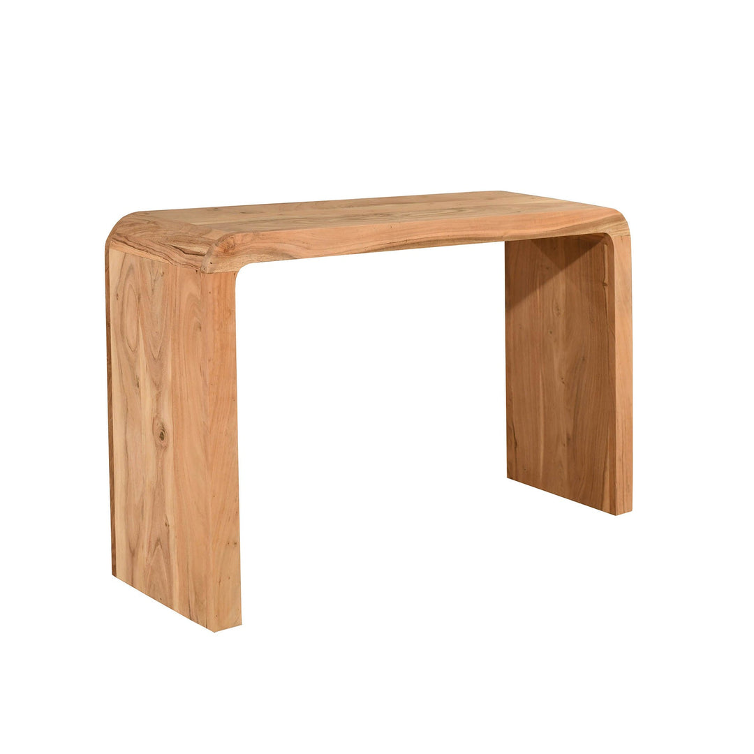 Wooden console table on a white background