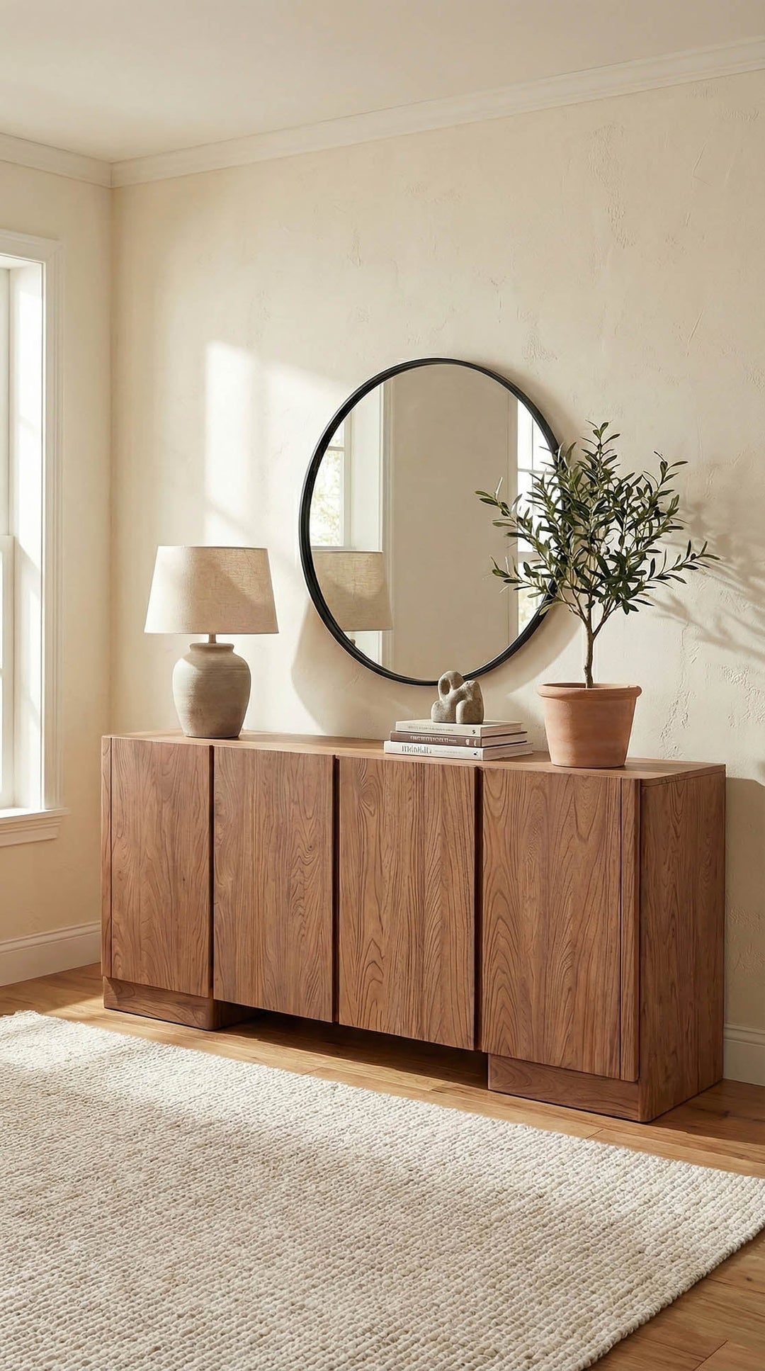 Hazel caramel elm sideboard warm natural Canadian living room